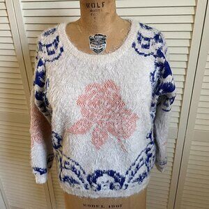 COPY - ANTHROPOLOGIE La Fee Verte Feathered Rose Sweater Size M